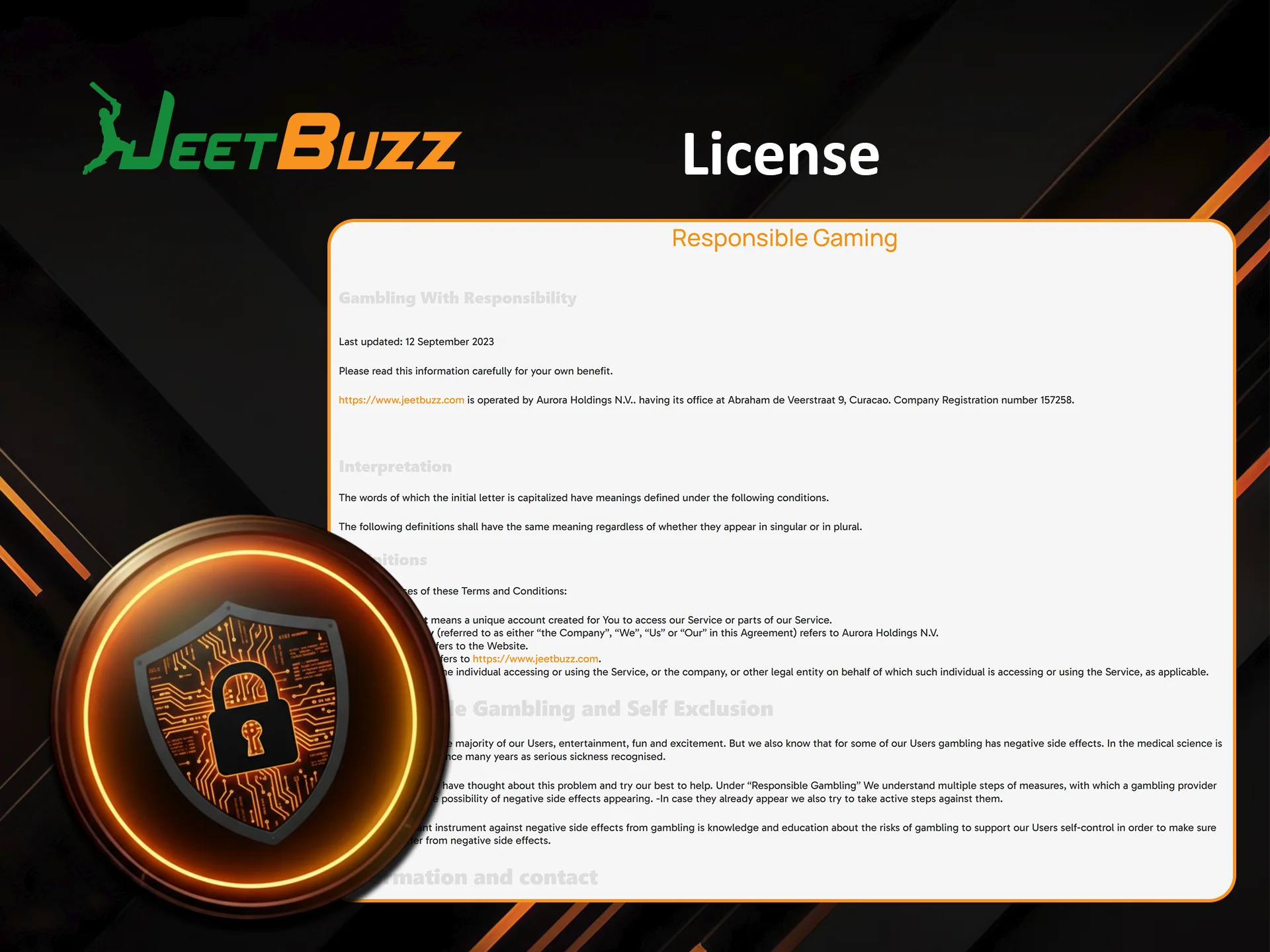 JeetBuzz operates legally under an international gambling license.